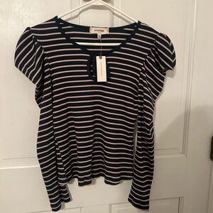 Porridge by Anthropology fun pink & green striped top 🩷